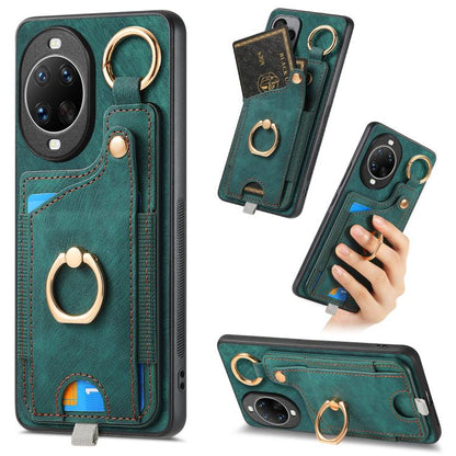 Retro Skin-feel Ring Card Bag Phone Case with Hang Loop, Compatible with Huawei nova 14 Ultra
