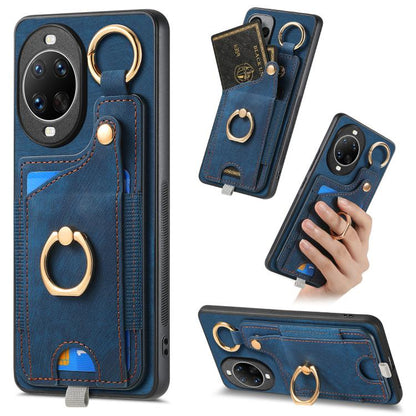 Retro Skin-feel Ring Card Bag Phone Case with Hang Loop, Compatible with Huawei nova 14 Ultra