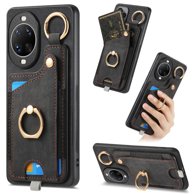 Retro Skin-feel Ring Card Bag Phone Case with Hang Loop, Compatible with Huawei nova 14 Ultra