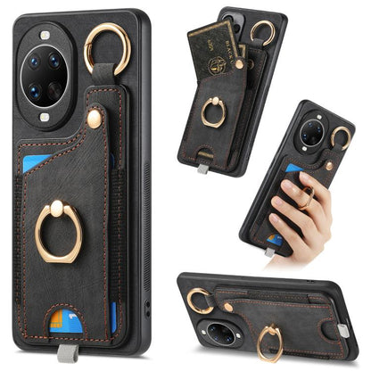 Retro Skin-feel Ring Card Bag Phone Case with Hang Loop, Compatible with Huawei nova 14 Ultra