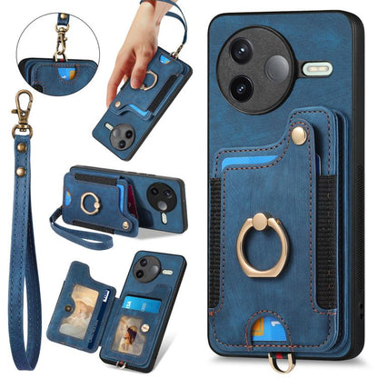 Retro Skin-feel Ring Multi-card RFID Wallet Phone Case