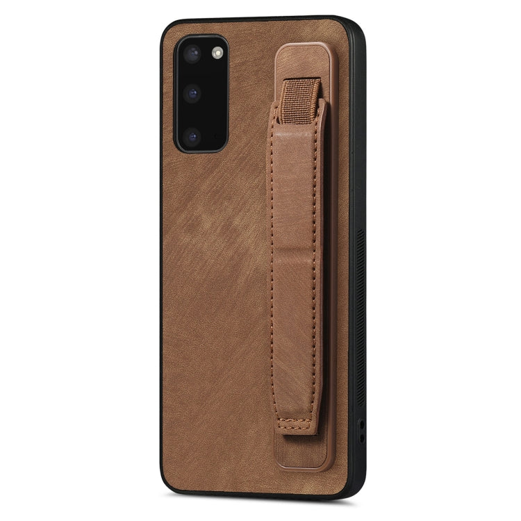 Retro Wristband Holder Leather Back Phone Case, Compatible with Samsung Galaxy S20
