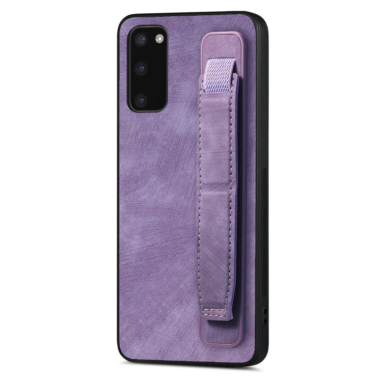 Retro Wristband Holder Leather Back Phone Case, Compatible with Samsung Galaxy S20