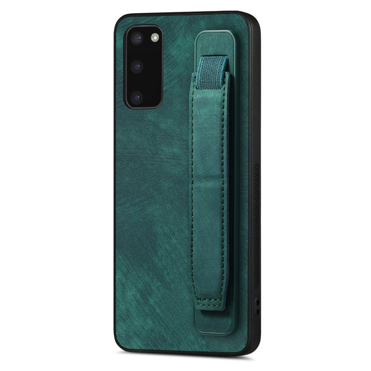 Retro Wristband Holder Leather Back Phone Case, Compatible with Samsung Galaxy S20