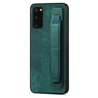 Retro Wristband Holder Leather Back Phone Case, Compatible with Samsung Galaxy S20