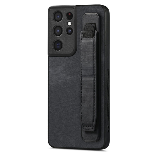 Retro Wristband Holder Leather Back Phone Case, Compatible with Samsung Galaxy S21 Ultra 5G