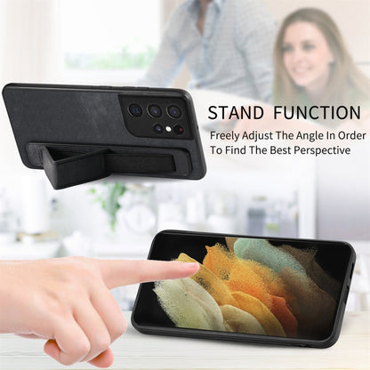 Retro Wristband Holder Leather Back Phone Case, Compatible with Samsung Galaxy S21 Ultra 5G