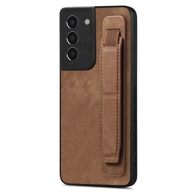 Retro Wristband Holder Leather Back Phone Case, Compatible with Samsung Galaxy S21 5G