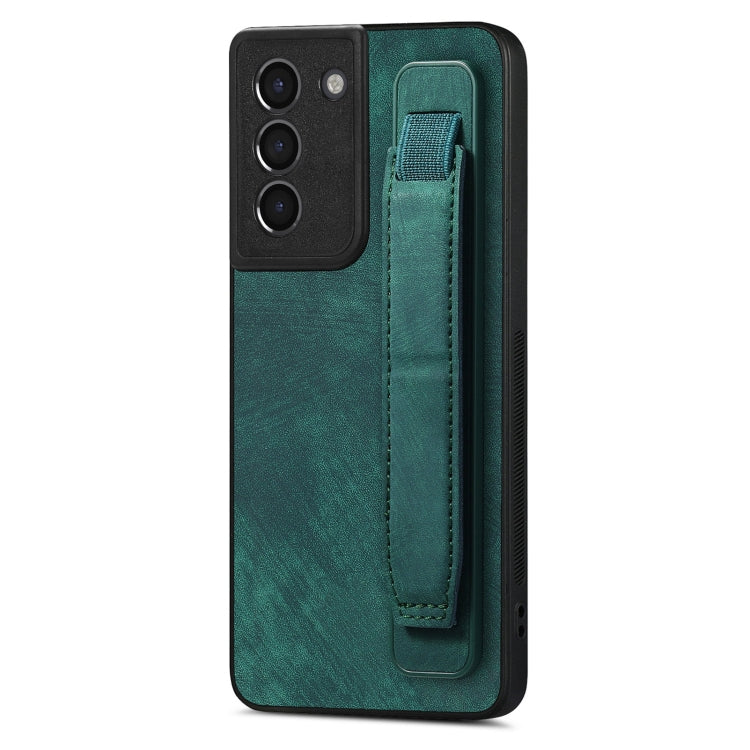 Retro Wristband Holder Leather Back Phone Case, Compatible with Samsung Galaxy S21 5G