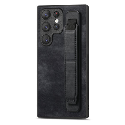 Retro Wristband Holder Leather Back Phone Case, Compatible with Samsung Galaxy S22 Ultra 5G