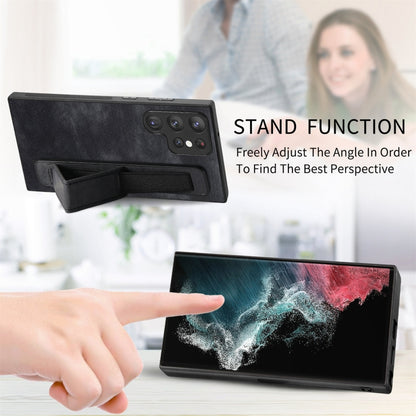 Retro Wristband Holder Leather Back Phone Case, Compatible with Samsung Galaxy S22 Ultra 5G