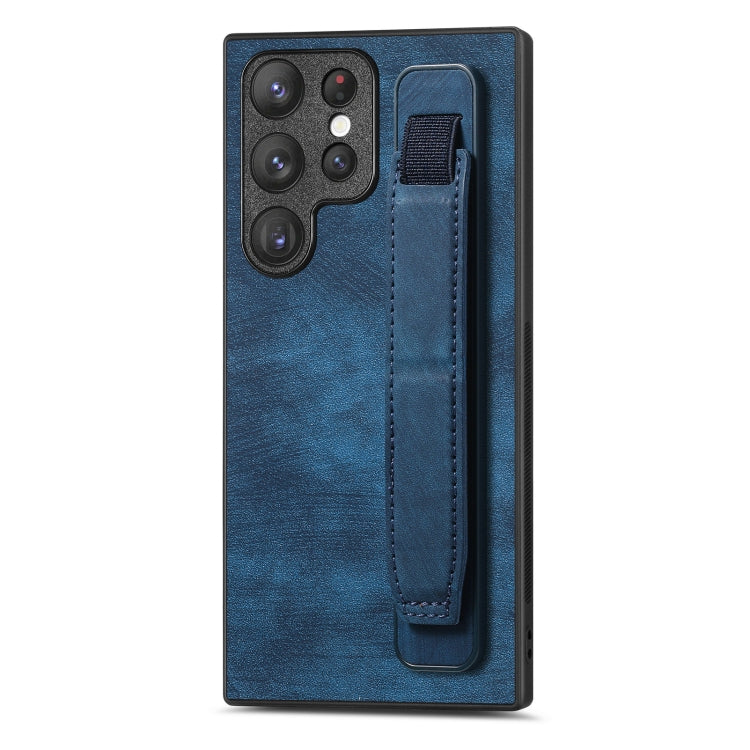 Retro Wristband Holder Leather Back Phone Case, Compatible with Samsung Galaxy S22 Ultra 5G