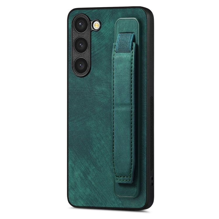 Retro Wristband Holder Leather Back Phone Case, Compatible with Samsung Galaxy S23 5G