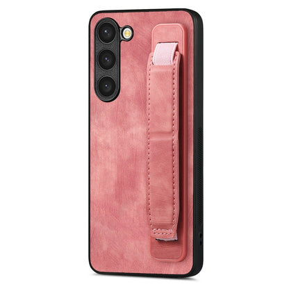 Retro Wristband Holder Leather Back Phone Case, Compatible with Samsung Galaxy S23 5G