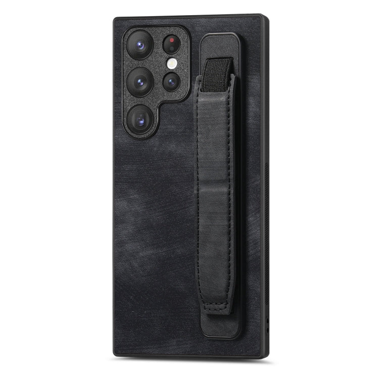 Retro Wristband Holder Leather Back Phone Case, Compatible with Samsung Galaxy S23 Ultra 5G