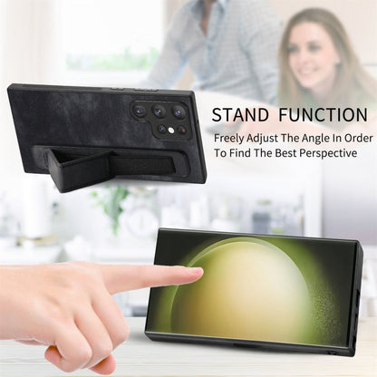 Retro Wristband Holder Leather Back Phone Case, Compatible with Samsung Galaxy S23 Ultra 5G