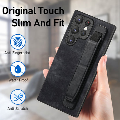 Retro Wristband Holder Leather Back Phone Case, Compatible with Samsung Galaxy S23 Ultra 5G