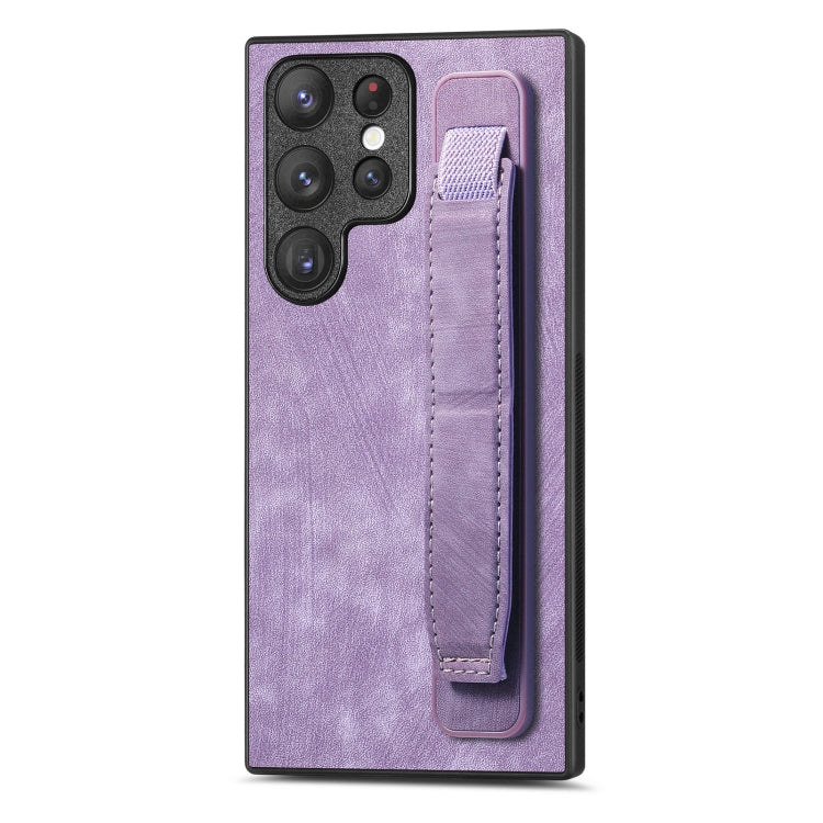 Retro Wristband Holder Leather Back Phone Case, Compatible with Samsung Galaxy S23 Ultra 5G