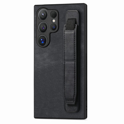 Retro Wristband Holder Leather Back Phone Case, Compatible with Samsung Galaxy S24 Ultra 5G