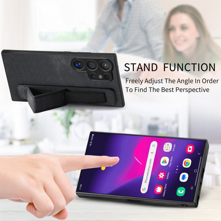 Retro Wristband Holder Leather Back Phone Case, Compatible with Samsung Galaxy S24 Ultra 5G