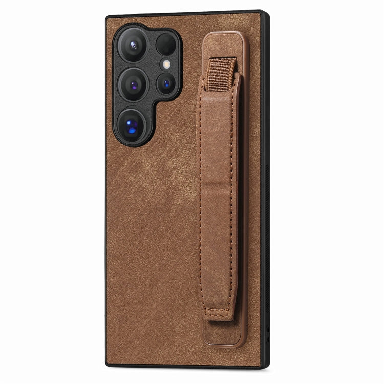 Retro Wristband Holder Leather Back Phone Case, Compatible with Samsung Galaxy S24 Ultra 5G