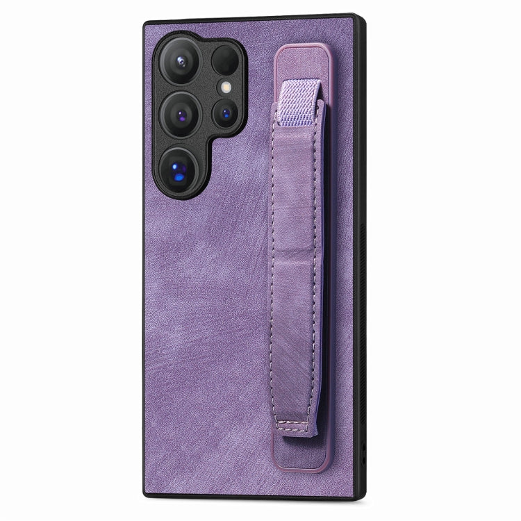 Retro Wristband Holder Leather Back Phone Case, Compatible with Samsung Galaxy S24 Ultra 5G