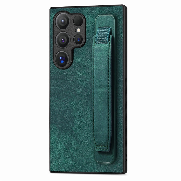 Retro Wristband Holder Leather Back Phone Case, Compatible with Samsung Galaxy S24 Ultra 5G