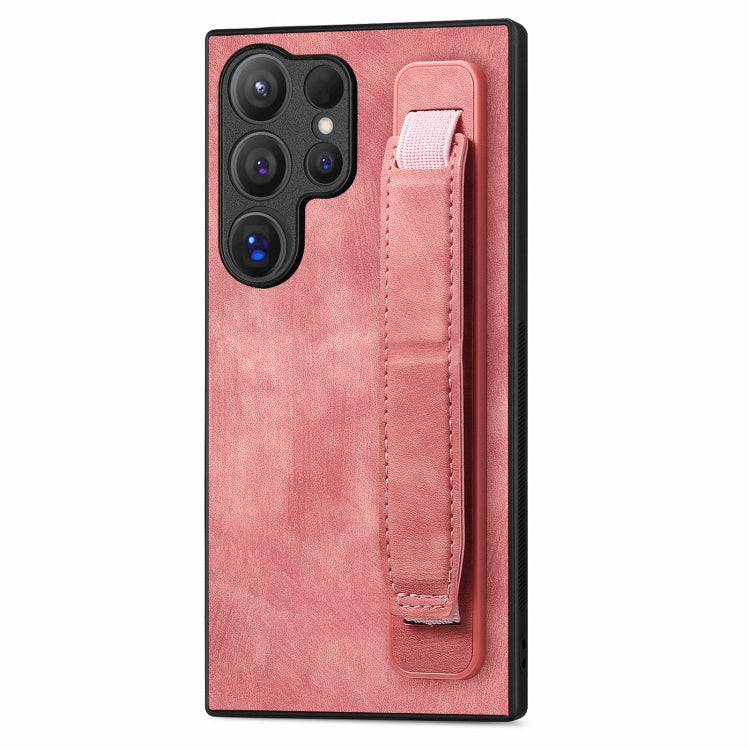 Retro Wristband Holder Leather Back Phone Case, Compatible with Samsung Galaxy S24 Ultra 5G