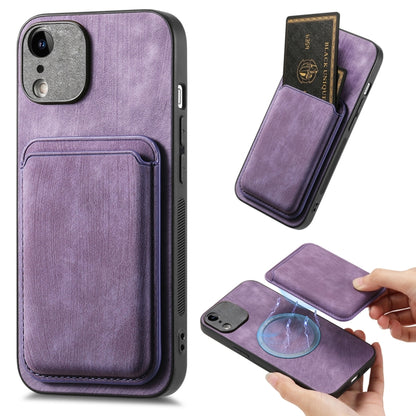 Retro Leather Card Bag Magnetic Phone Case, Compatible with iPhone XR