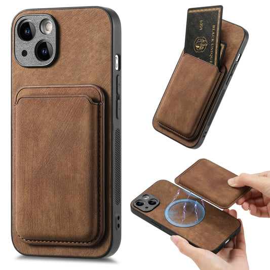 Retro Leather Card Bag Magnetic Phone Case, Compatible with iPhone 14 Plus