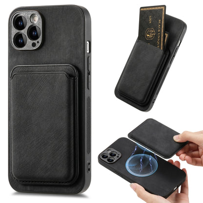 Retro Leather Card Bag Magnetic Phone Case, Compatible with iPhone 15 Pro