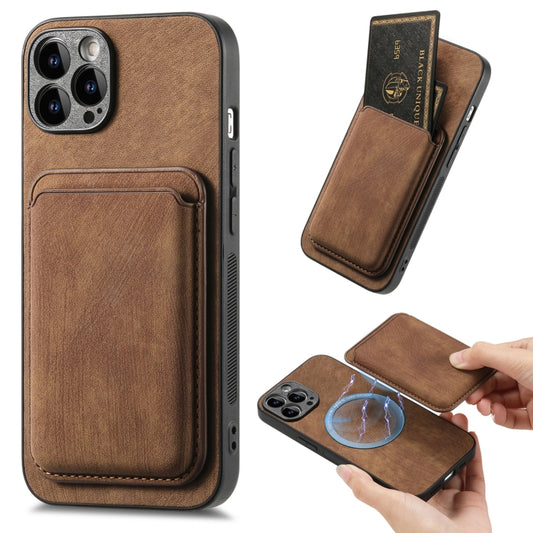 Retro Leather Card Bag Magnetic Phone Case, Compatible with iPhone 15 Pro Max