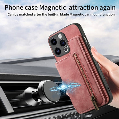Retro Leather Zipper Wallet Back Phone Case