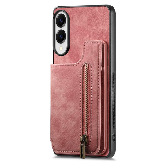 Retro Leather Zipper Wallet Back Phone Case