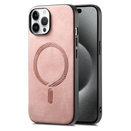 Solid Color Retro Magsafe PU Back Cover Phone Case, Compatible with iPhone 15 Pro Max