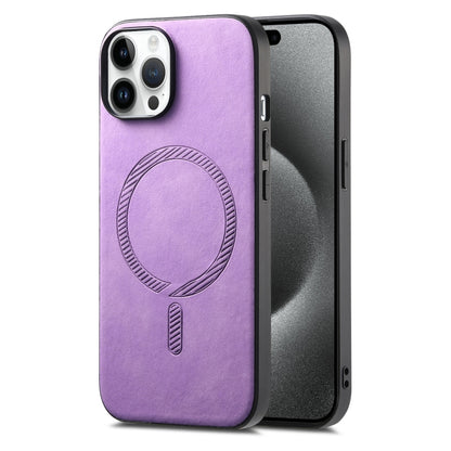 Solid Color Retro Magsafe PU Back Cover Phone Case, Compatible with iPhone 15 Pro Max