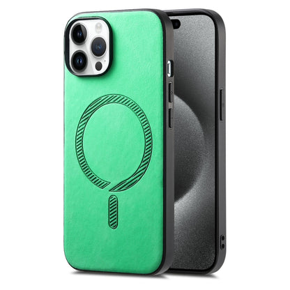 Solid Color Retro Magsafe PU Back Cover Phone Case, Compatible with iPhone 15 Pro Max