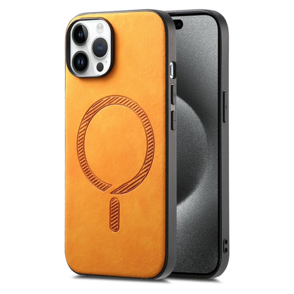 Solid Color Retro Magsafe PU Back Cover Phone Case, Compatible with iPhone 15 Pro Max
