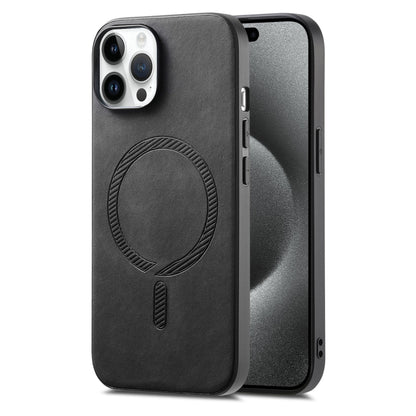 Solid Color Retro Magsafe PU Back Cover Phone Case, Compatible with iPhone 15 Pro