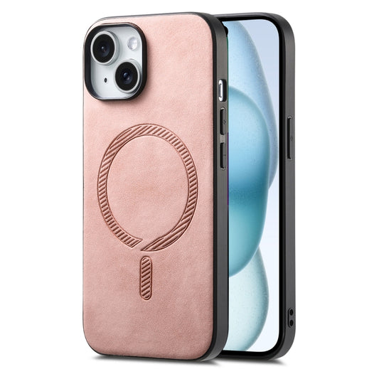 Solid Color Retro Magsafe PU Back Cover Phone Case, Compatible with iPhone 15