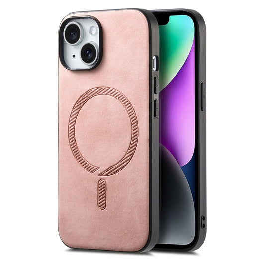 Solid Color Retro Magsafe PU Back Cover Phone Case, Compatible with iPhone 14
