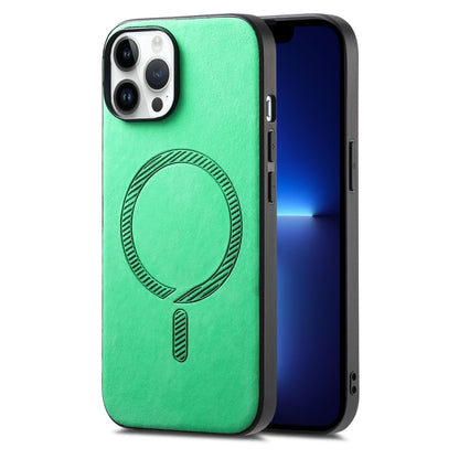 Solid Color Retro Magsafe PU Back Cover Phone Case, Compatible with iPhone 13 Pro Max