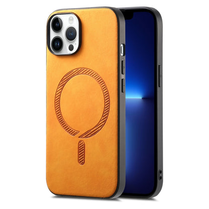Solid Color Retro Magsafe PU Back Cover Phone Case, Compatible with iPhone 13 Pro Max