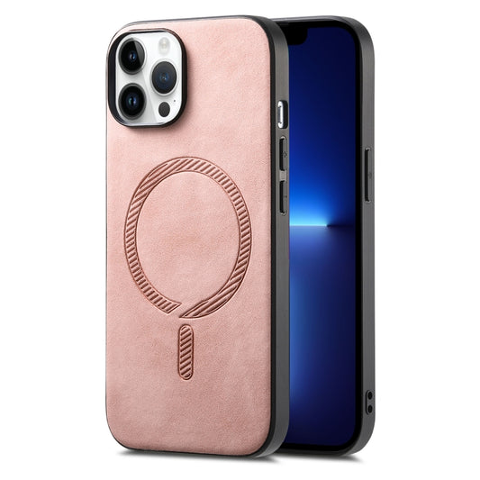 Solid Color Retro Magsafe PU Back Cover Phone Case, Compatible with iPhone 13 Pro