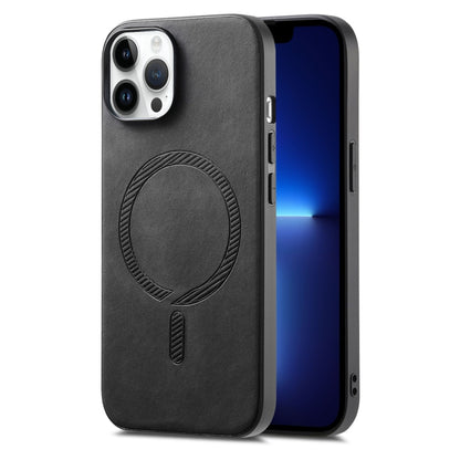 Solid Color Retro Magsafe PU Back Cover Phone Case, Compatible with iPhone 13 Pro