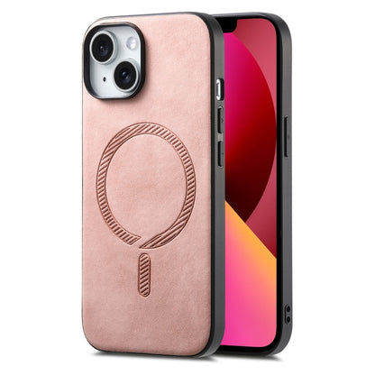 Solid Color Retro Magsafe PU Back Cover Phone Case, Compatible with iPhone 13