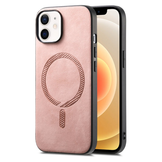 Solid Color Retro Magsafe PU Back Cover Phone Case, Compatible with iPhone 12
