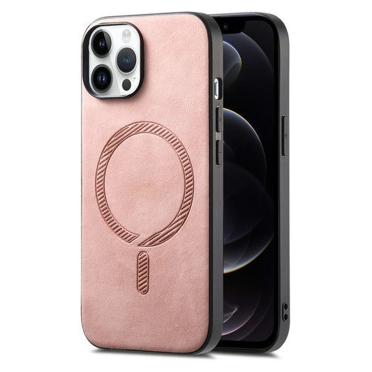 Solid Color Retro Magsafe PU Back Cover Phone Case, Compatible with iPhone 12 Pro Max
