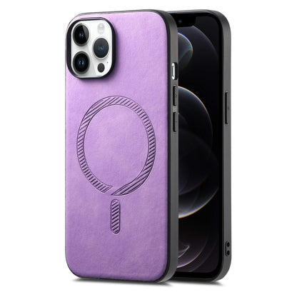 Solid Color Retro Magsafe PU Back Cover Phone Case, Compatible with iPhone 12 Pro Max