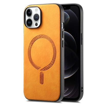 Solid Color Retro Magsafe PU Back Cover Phone Case, Compatible with iPhone 12 Pro Max